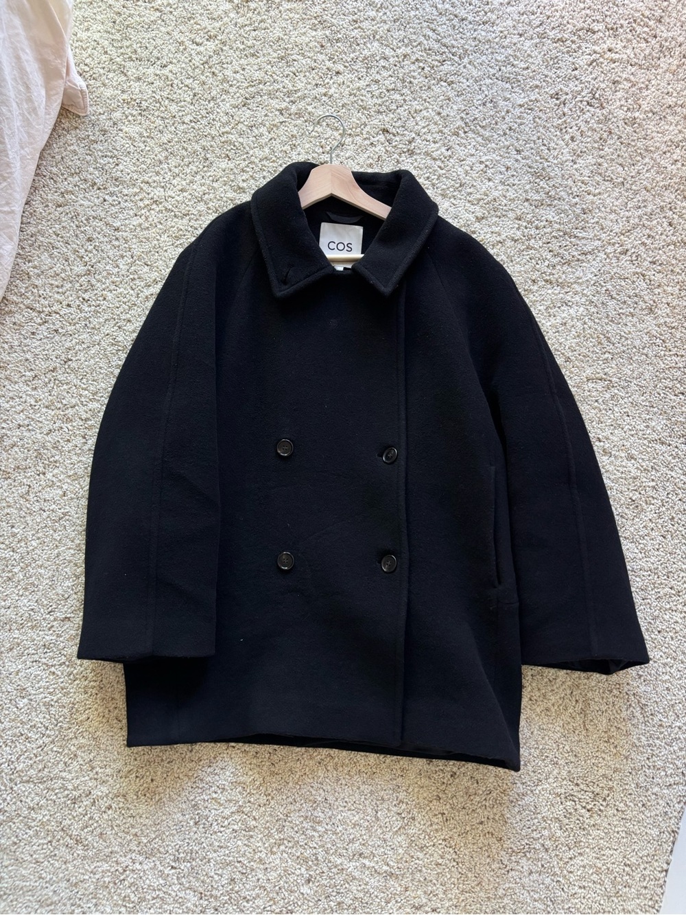 COS Oversized Black Double-Breasted Pea Coat